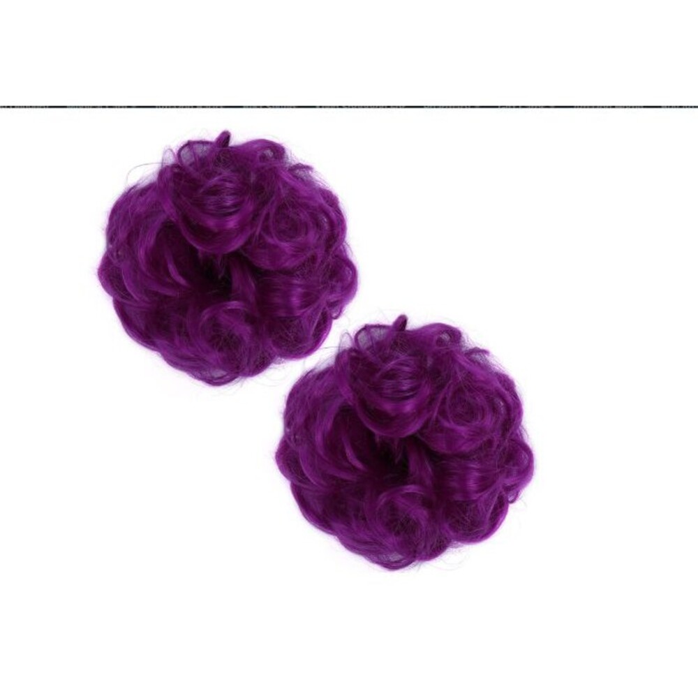 2-Pack Messy Bun Hair Fake Hair Buns Scrunchies Extensions Synthetic Purple